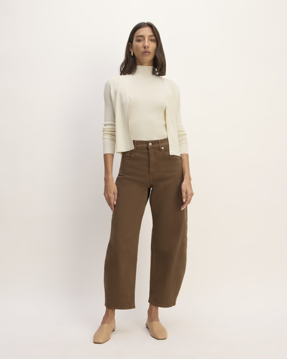 The Viscose Knit Cardigan | Beige - Image 3