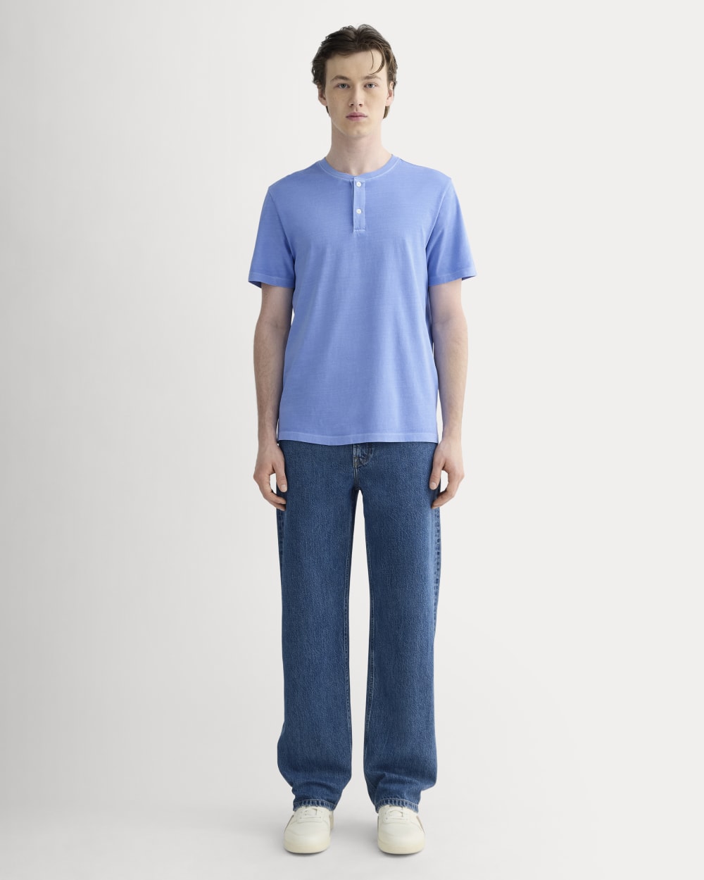 The Essential Organic Garment-Dyed Henley | Granada Sky Blue Garment Dye - Image 3