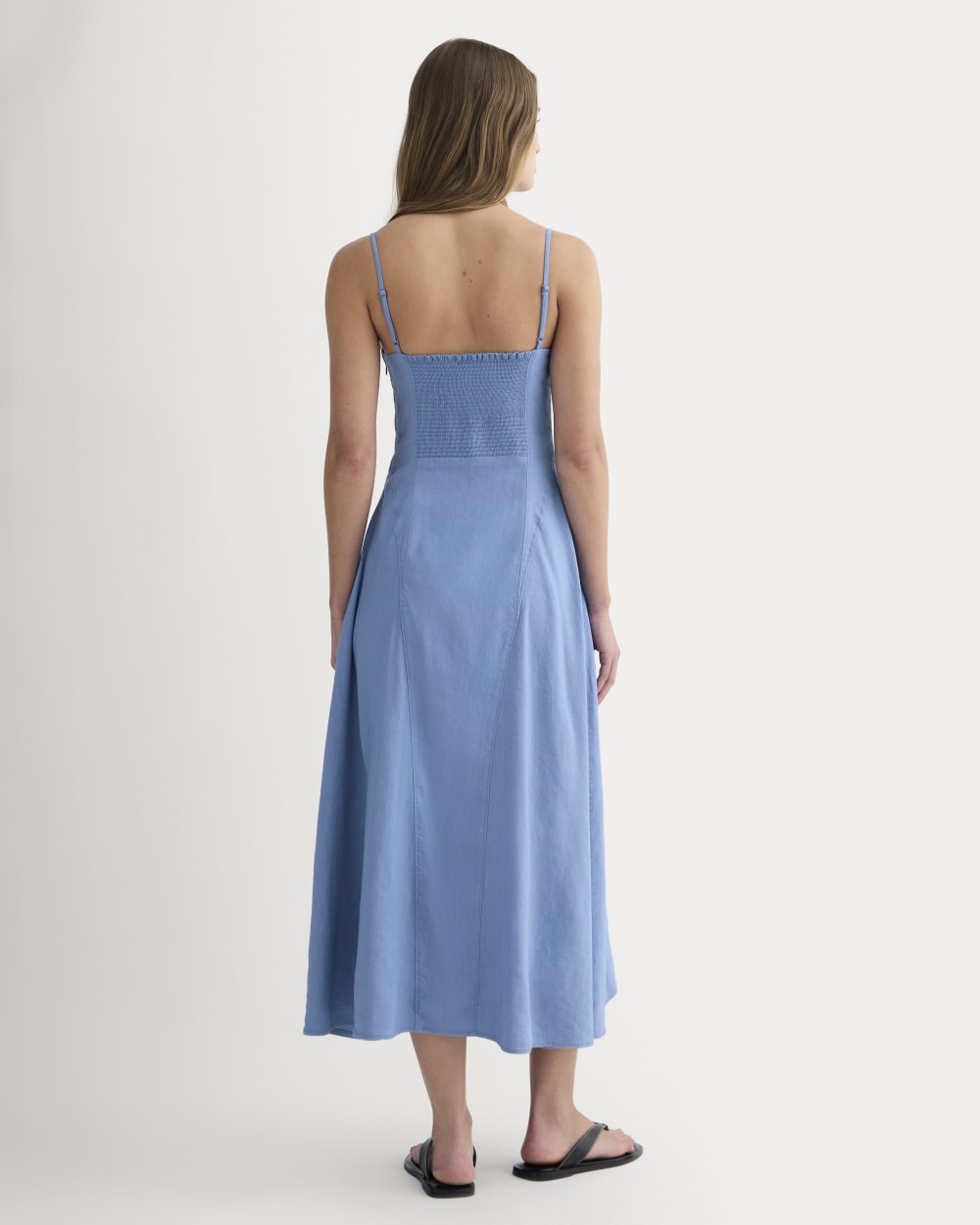 The Seamed Dress in Stretch Linen | Bluebell - Image 4
