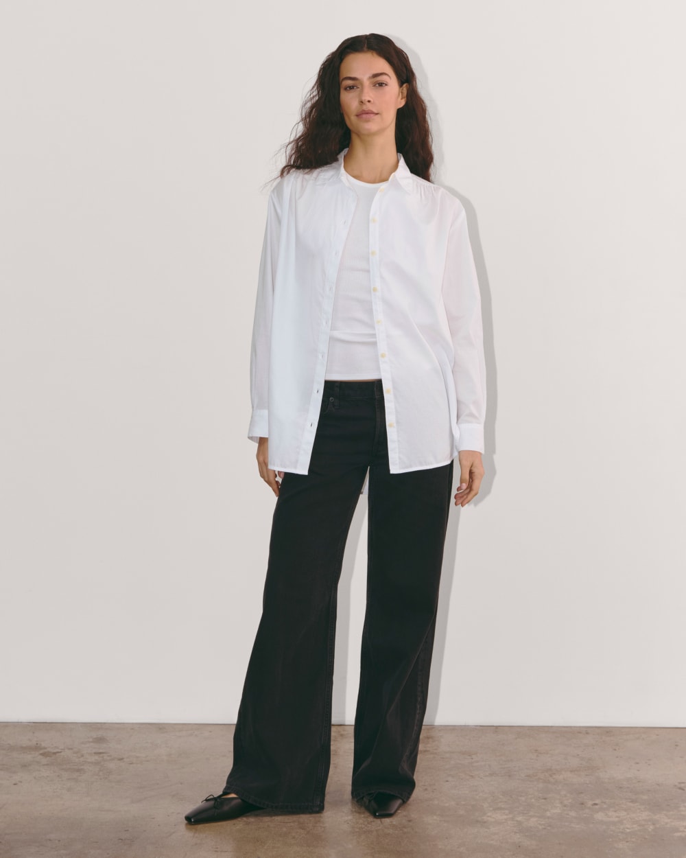 The Gathered Shirt in Silky Cotton | White - Image 3