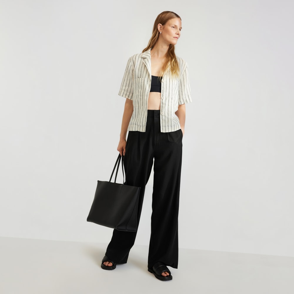 The Linen Workwear Shirt | Black / Canvas Tan - Image 6