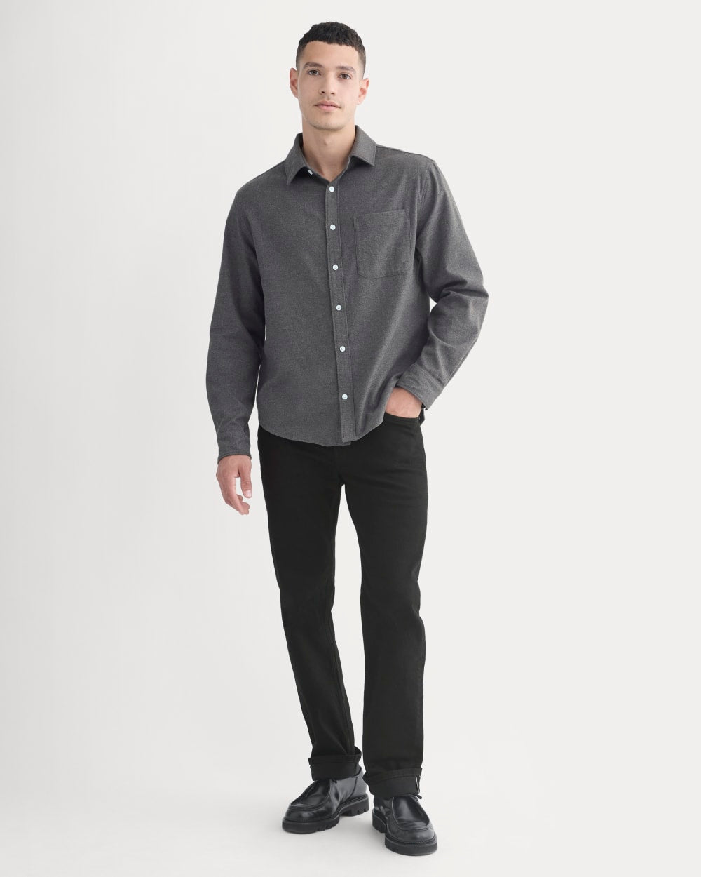 Brushed Flannel Shirt | Heathered Graphite - Image 3