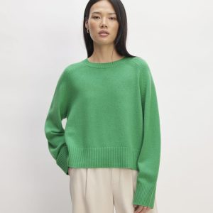 The Cashmere Boxy Crew | Bright Jade