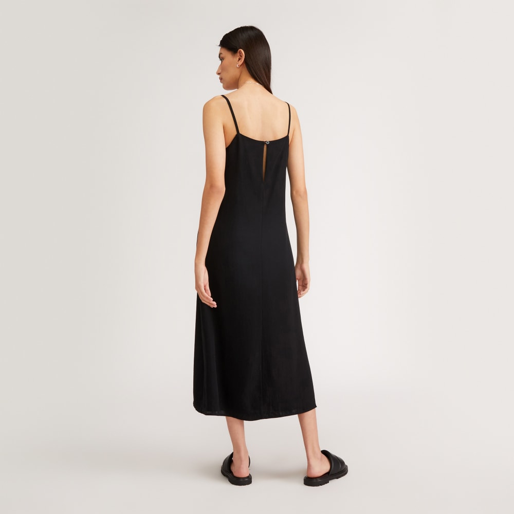The Satin Square-Neck Slip Dress | Black - Image 3