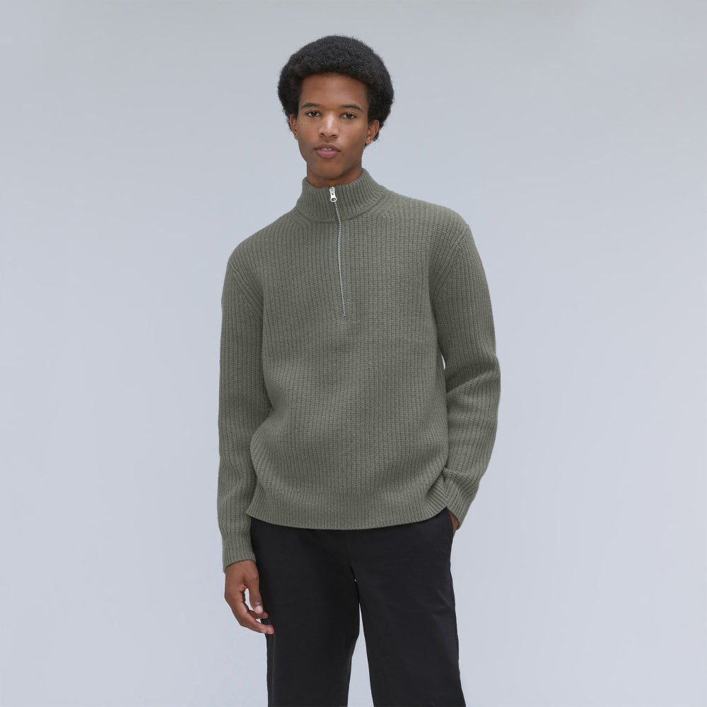 The Felted Merino Half-Zip Sweater | Storm Green - Image 3