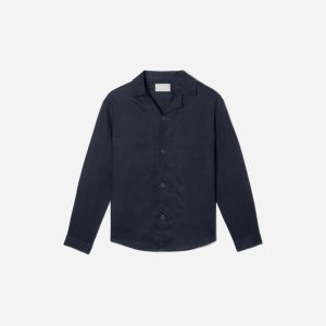 The Long Sleeve Linen Camp Shirt | Deep Navy