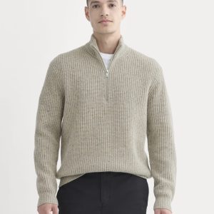 The Felted Merino Half-Zip Sweater | Heather Gravel Donegal