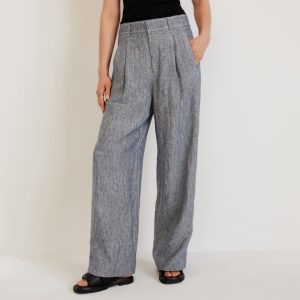 The Linen Way-High® Drape Pant | Canvas Tan / Navy
