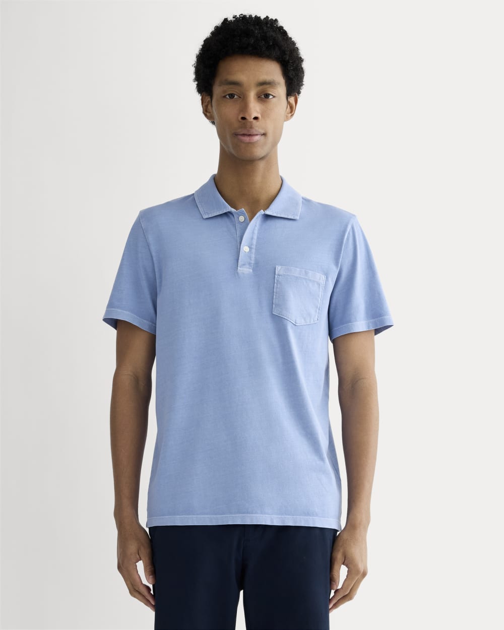 The Essential Organic Garment-Dyed Polo | Granada Sky Blue Garment Dye