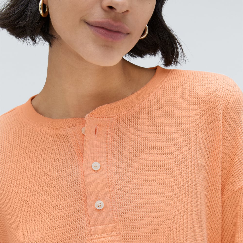 The Organic Cotton Waffle Henley | Orange Chiffon - Image 4