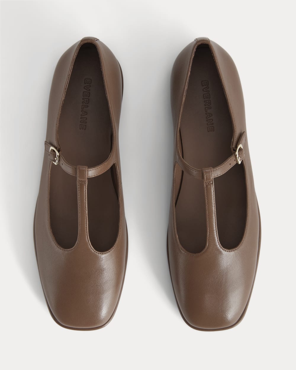 The Leather T-Strap Flat | Rum - Image 3