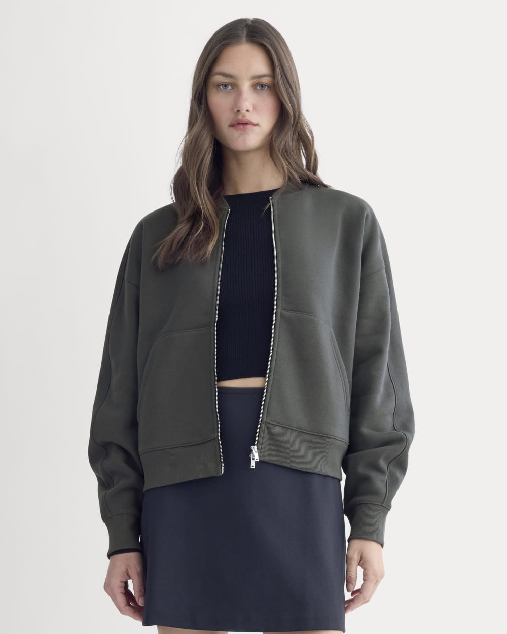 Luxe Fleece Bomber Jacket | Washed Black