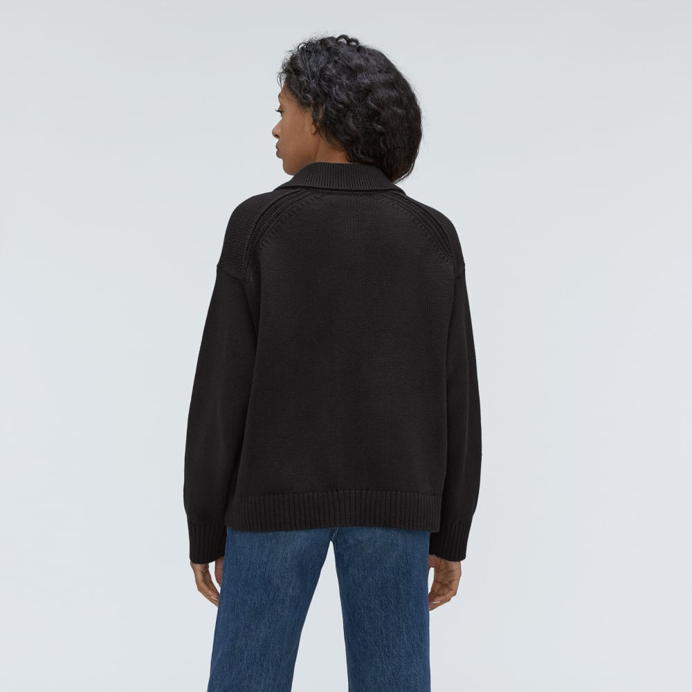 The Cotton Chore Sweater Jacket | Black - Image 3