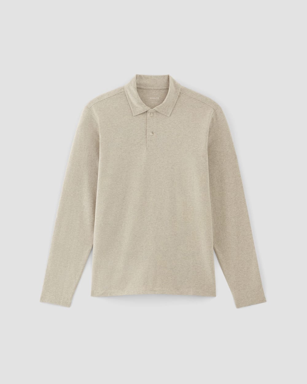The Premium Weight Long-Sleeve Polo | Heather Oatmeal - Image 2