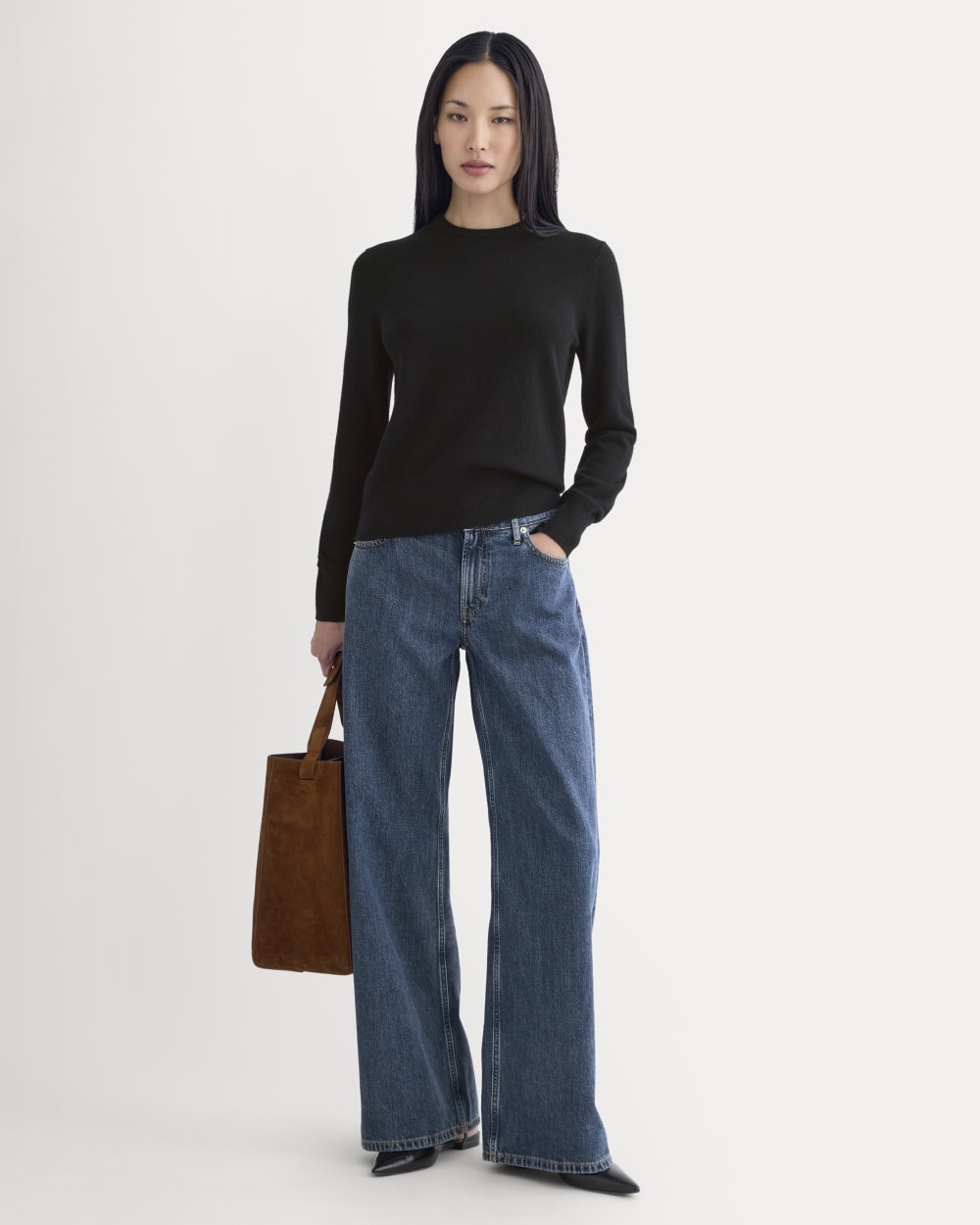 Cashmere Slim Crew Sweater | Black - Image 3