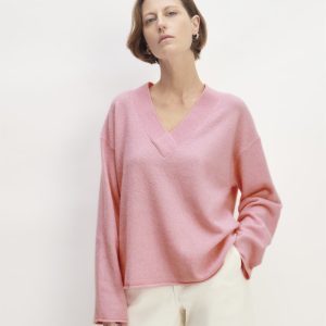 The Cozy-Stretch V-Neck Sweater | Pink Peony