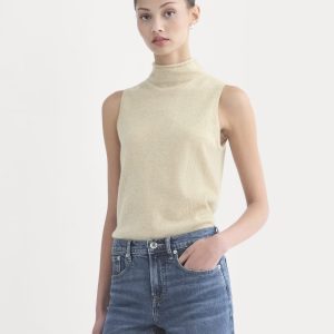 Cashmere Funnel-Neck Tank | Heather Light Camel