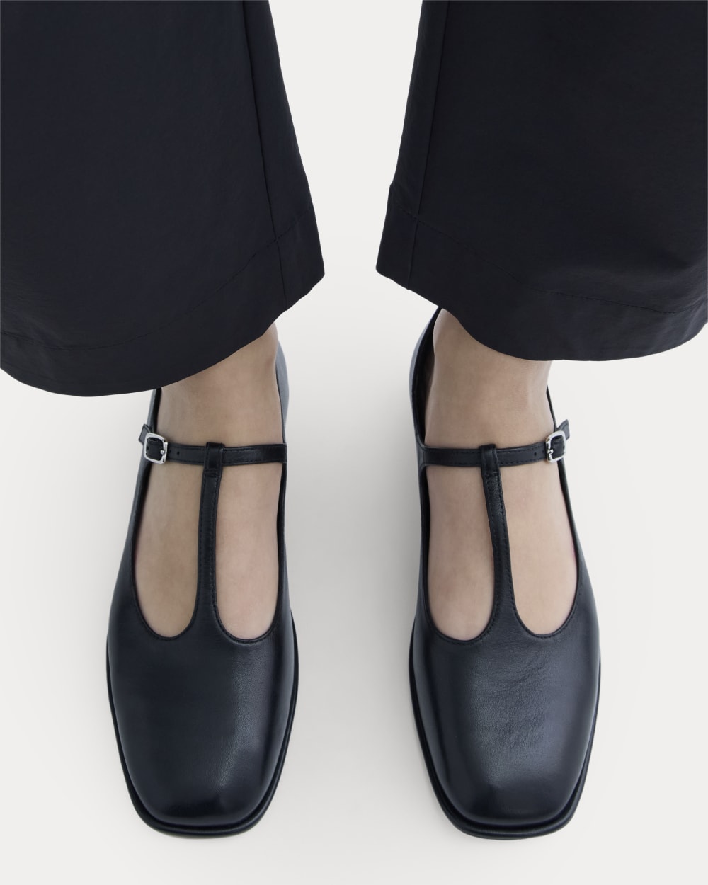 The Leather T-Strap Flat | Black - Image 5