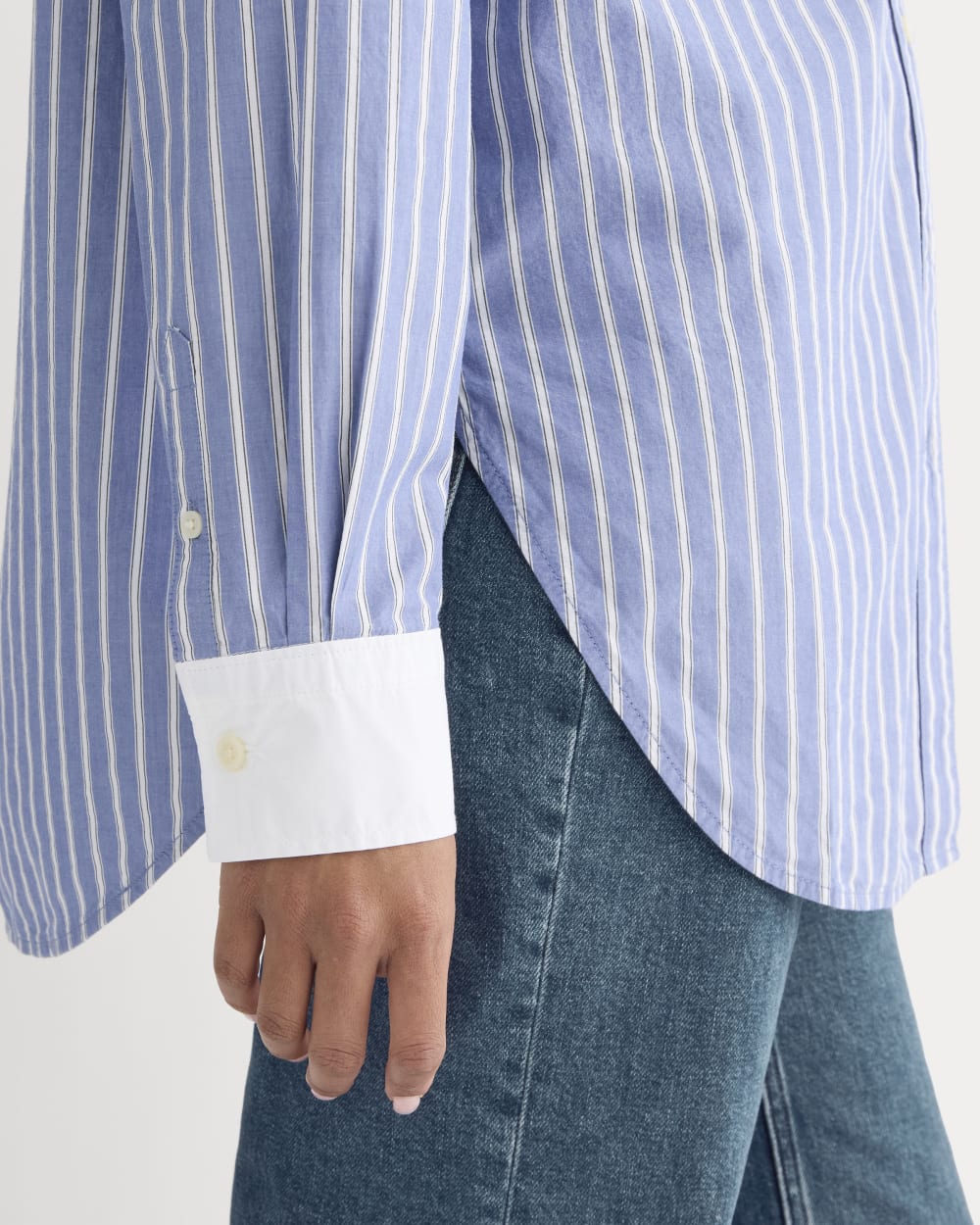 The Oversized Shirt in Ultrasoft Cotton | Dutch Blue / Bone - Image 4
