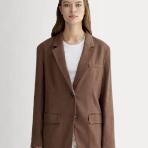 The Oversized Blazer in Stretch Linen | Cedarwood