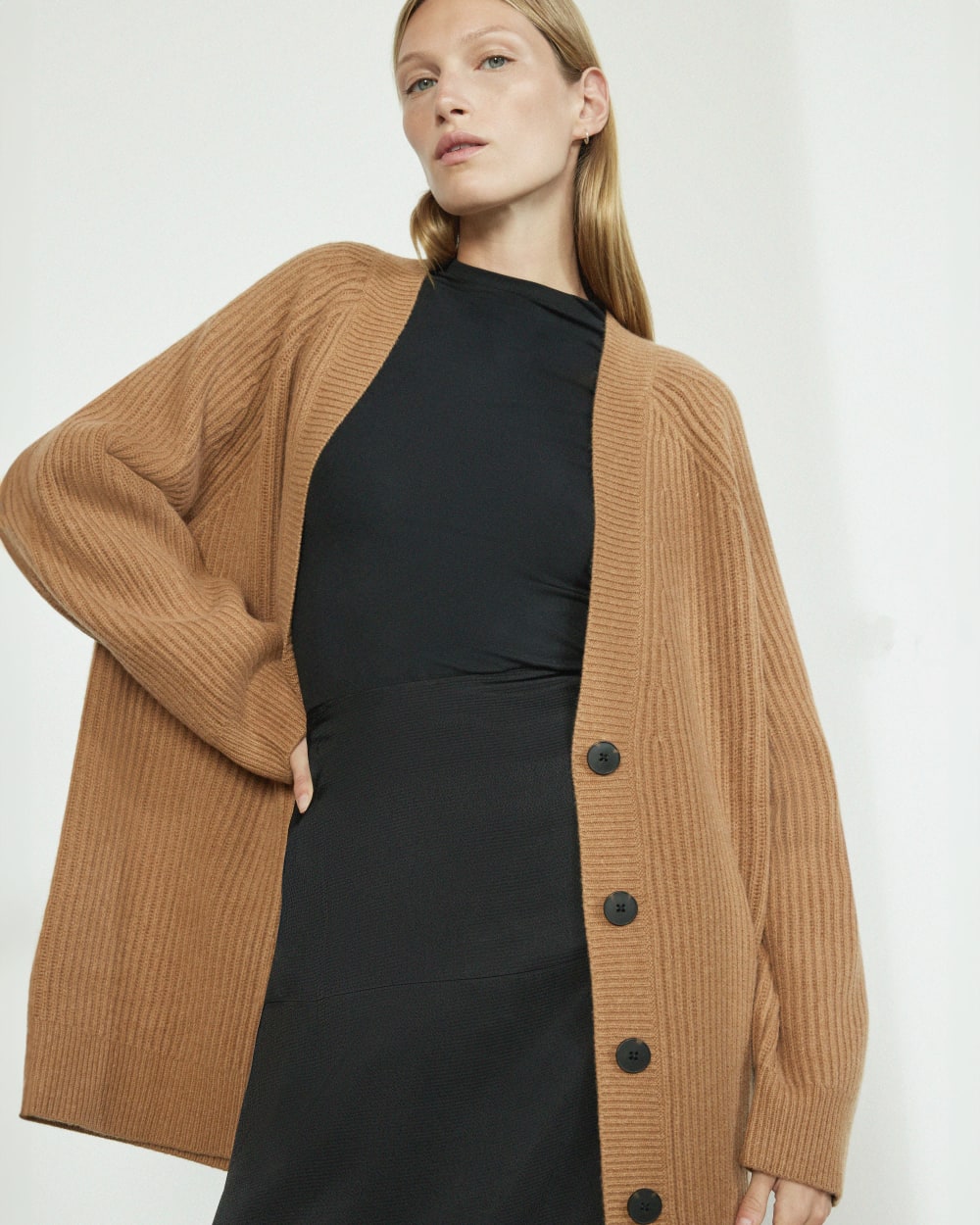 The Felted Merino Cocoon Cardigan | Deep Camel - Image 7