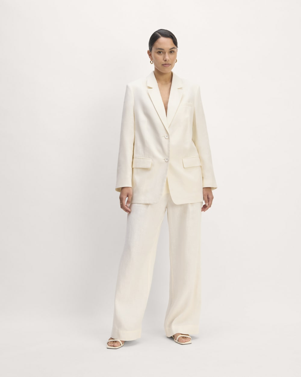 The Oversized Blazer in Linen | Bone - Image 3
