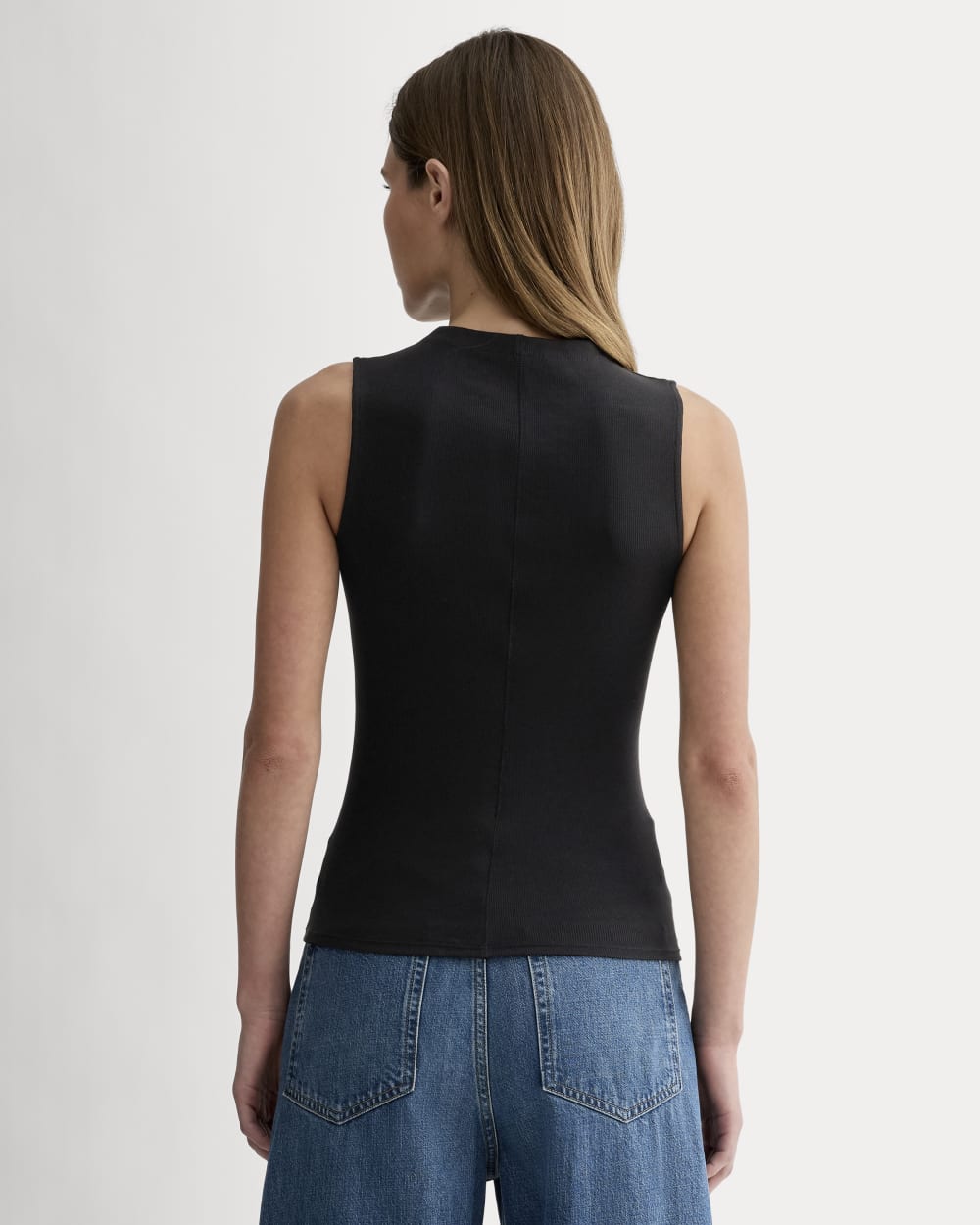 The Luxe Rib Funnel-Neck Tank | Black - Image 5