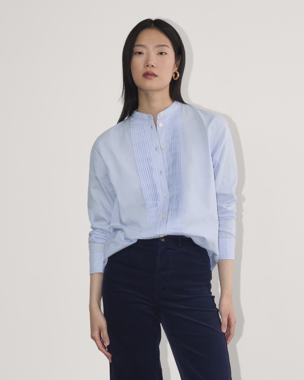 The Tuxedo Shirt in Silky Cotton | Light Blue