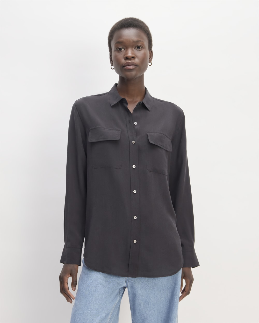 The Utility Shirt in Washable Silk | Black