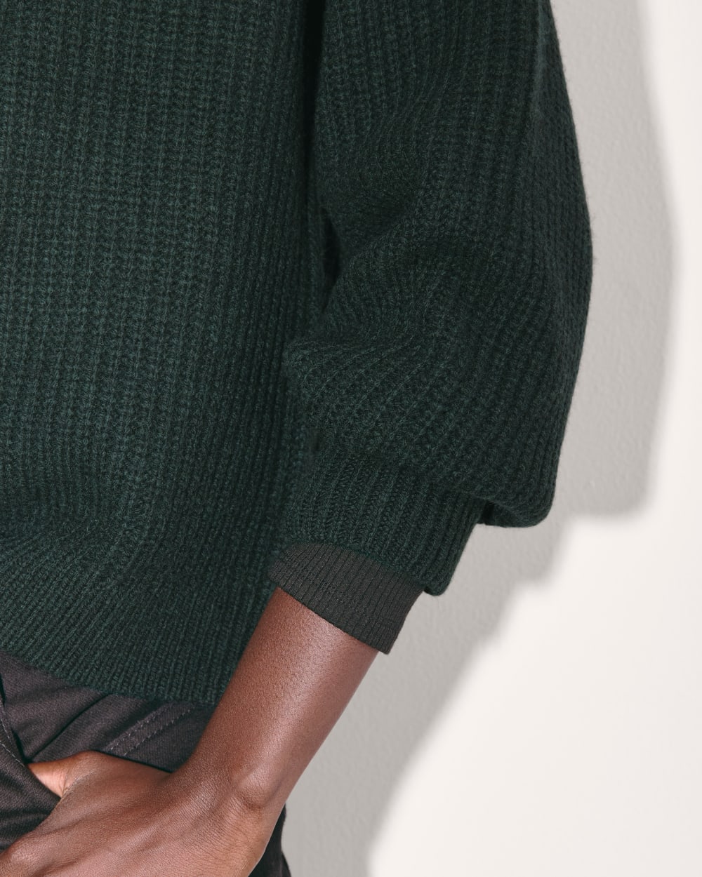 The Half-Zip Sweater in Luxe Merino | Heather Scarab Green - Image 5