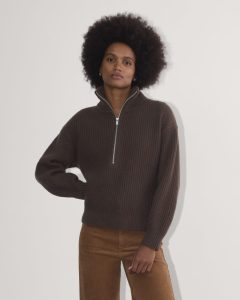 The Half-Zip Sweater in Luxe Merino | Earth Brown