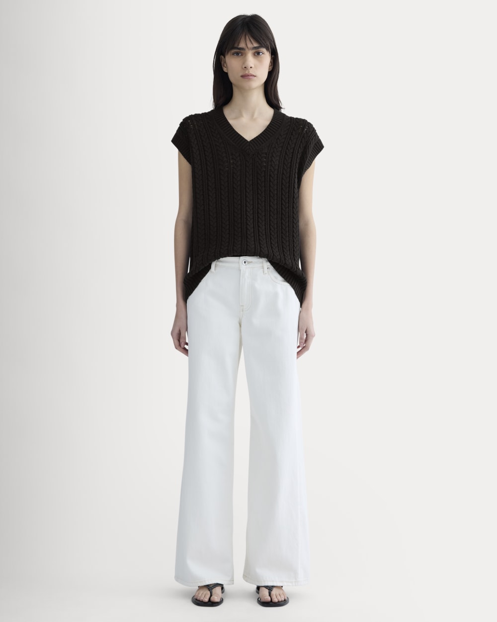 The Mesh Cable Vest in Everyday Cotton | Black - Image 3