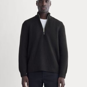 The Felted Merino Half-Zip Sweater | Black