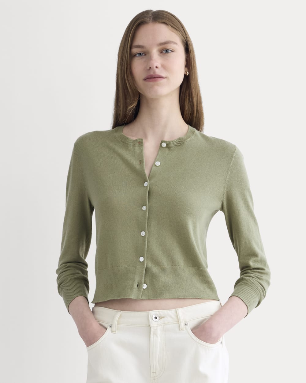 The Cropped Cardigan in Cotton Cashmere | Sagebrush