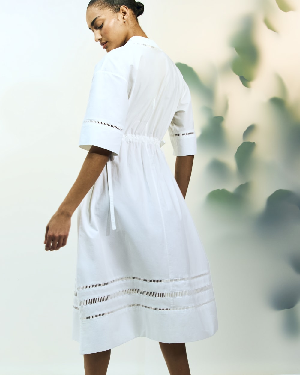 The Lace Trim Caftan Dress | White - Image 7