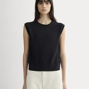 The Muscle Sweater in Cotton Linen | Black