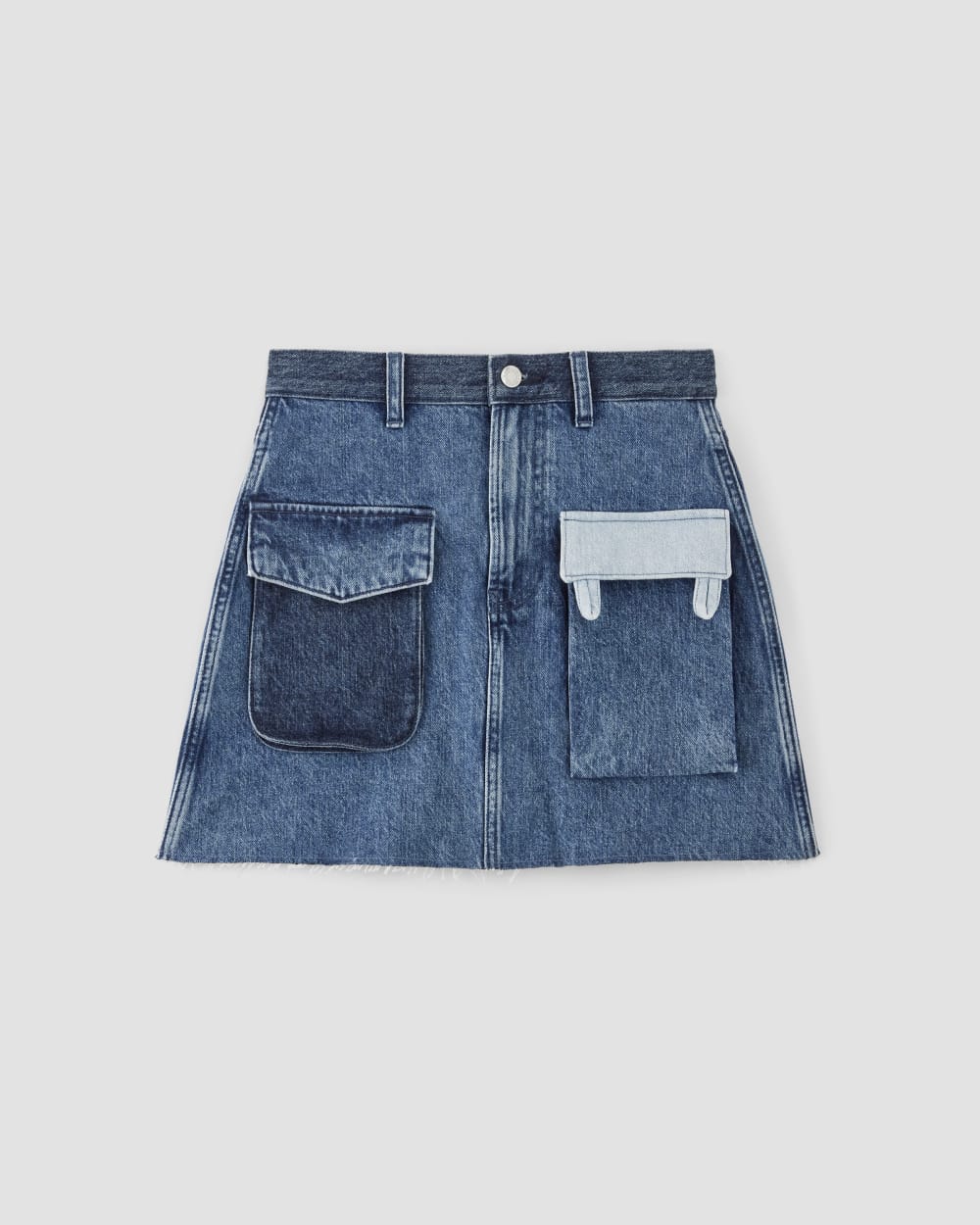 The Everlane x Marques' Almeida Denim Patchwork Mini Skirt | Diamond Blue - Image 2