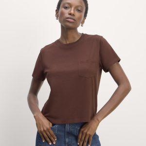 The Box-Cut Tee in Essential Cotton | Dark Mahogany | Pocket