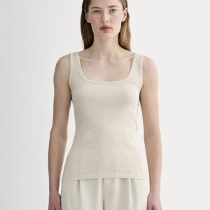 The Luxe Rib Square-Neck Tank | Heathered Oat