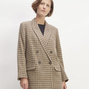 The ReWool? Double-Breasted Blazer | Beige Houndstooth
