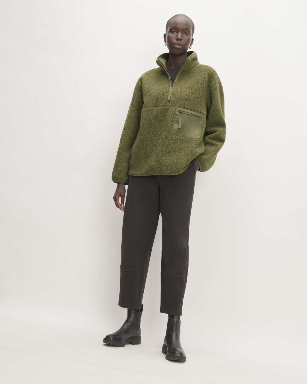 The ReNew Fleece Oversized Half-Zip | Kalamata - Image 3