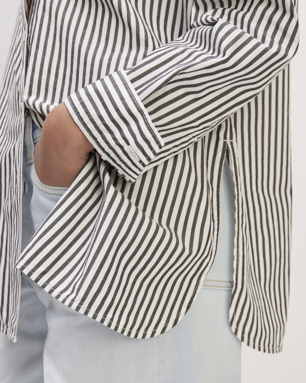 The Supima® Cotton Boyfriend Shirt | Optic White / Black - Image 5