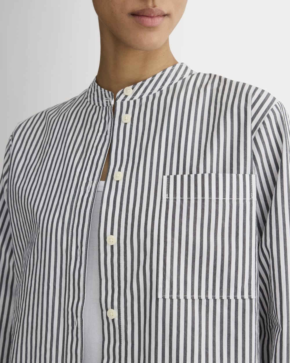 The Oversized Shirt in Ultrasoft Cotton | Optic White / Black - Image 4