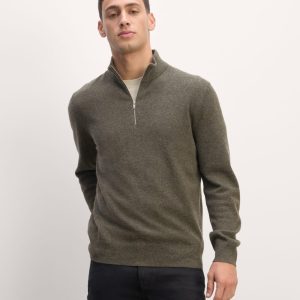 The Quarter-Zip in Cashmere | Heathered Army Green