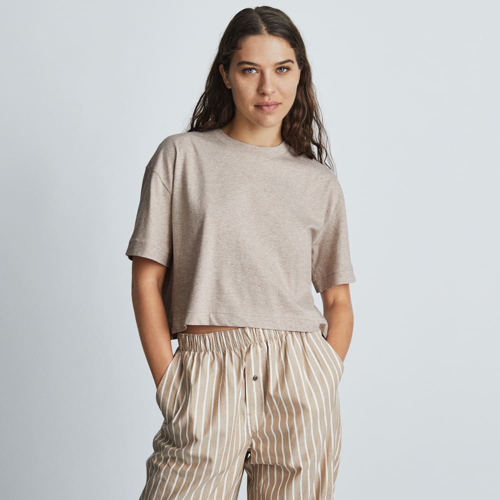 The Organic Cotton Cropped Tee | Heathered Burnt Sugar - Image 2