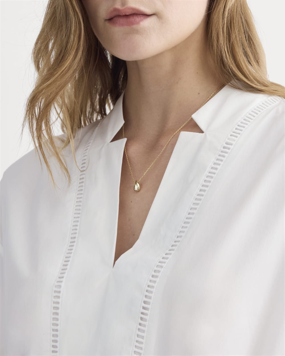 The Lace Trim Caftan Dress | White - Image 3