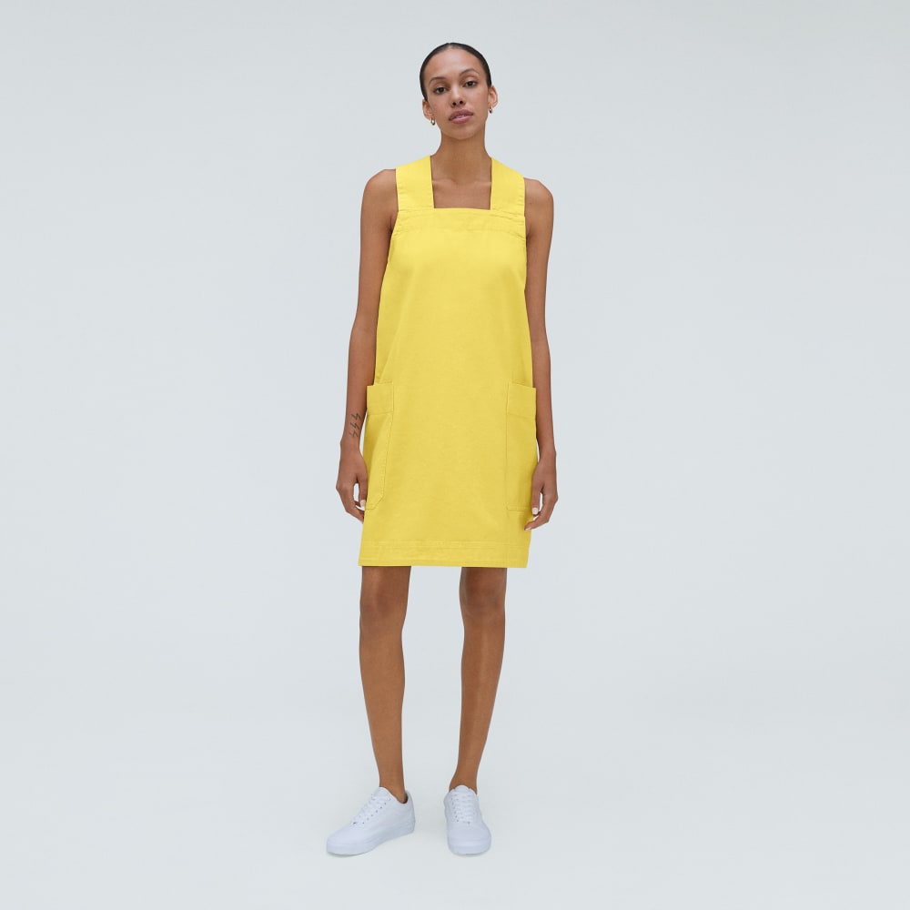 The Cross-Back Apron Mini Dress | Lemon - Image 2
