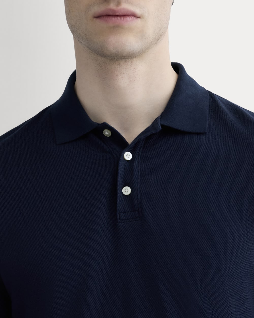 The Long-Sleeve Pique Polo | Deep Navy - Image 4