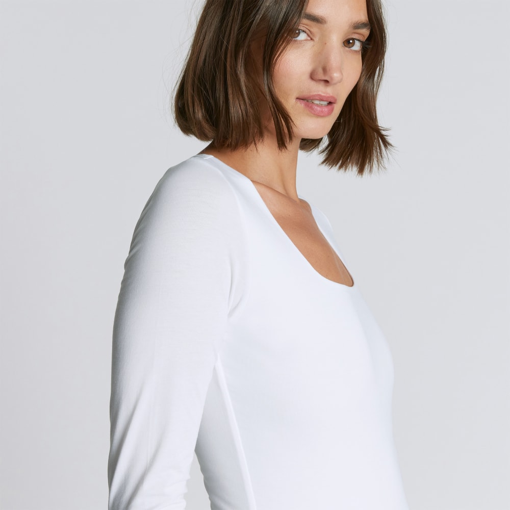 The Long-Sleeve Supima? Square-Neck Bodysuit | White | Bikini - Image 6
