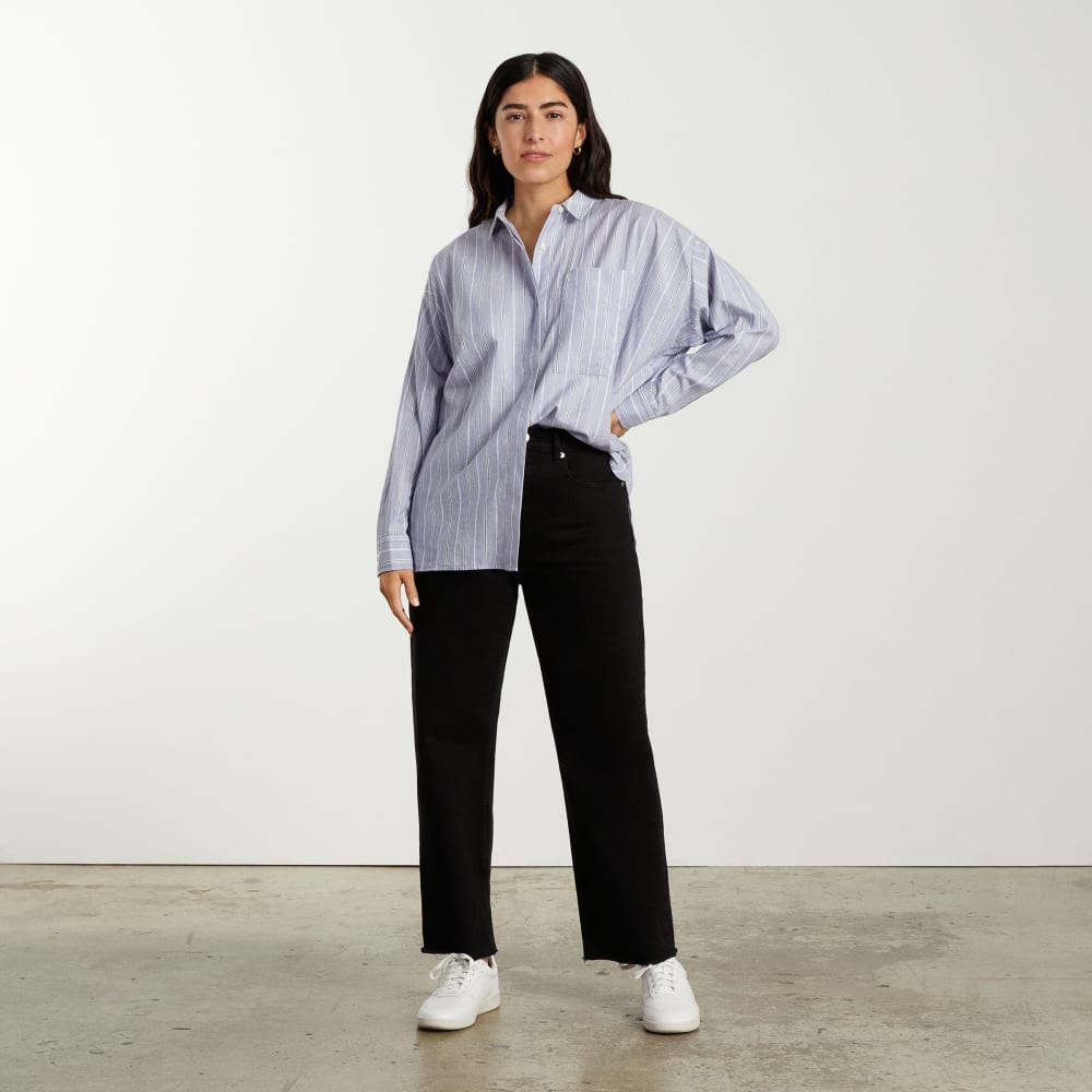 The Oversized Silky Cotton Shirt | Slate Blue - Image 3
